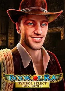 Book of Ra z wyborem symbolu i zakupem bonusu – pełna kontrola nad rundą bonusową i wygranymi.